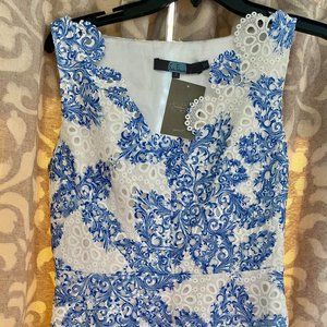 Starflower Scalloped Dress blue motif